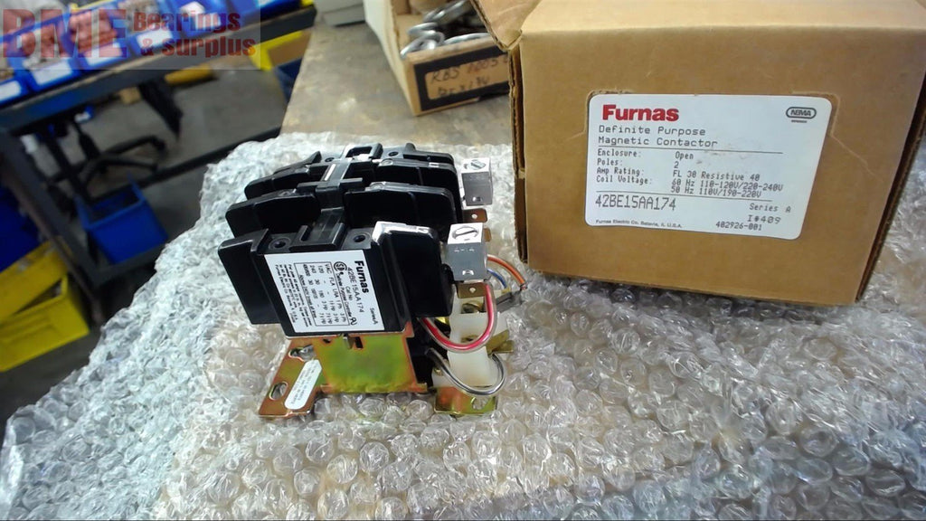 FURNAS 42BE15AA174 CONTACTOR, 2 POLE, 240 V @ 7-1/2 HP,  110-120/220-240V COIL