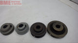 LOT OF 4 ASSORTED 3/4" BORE SINGLE GROOVE PULLEYS
