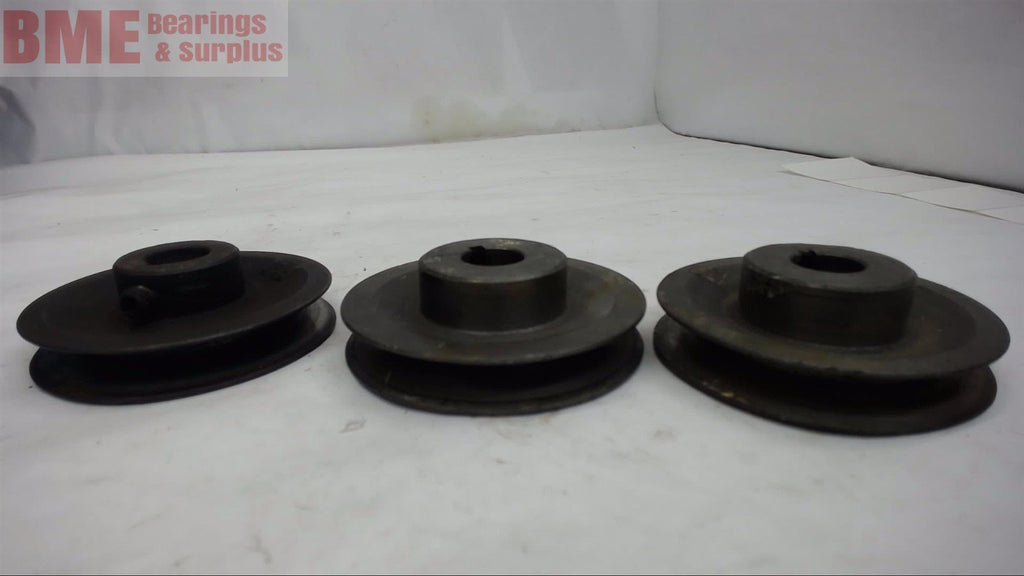 LOT OF 3-- SINGLE GROOVE PULLEYS 3/4" BORE, 3-1/2" OD, 1/2" WIDTH