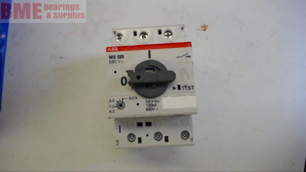 ABB MS325 MANUAL MOTOR STARTER 6.3-9.0 AMPS, 600 VOLT @ 7-1/2 HP