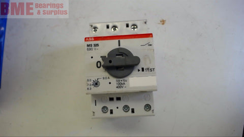 ABB MS325 MANUAL MOTOR STARTER 6.3-9.0 AMPS, 600 VOLT @ 7-1/2 HP