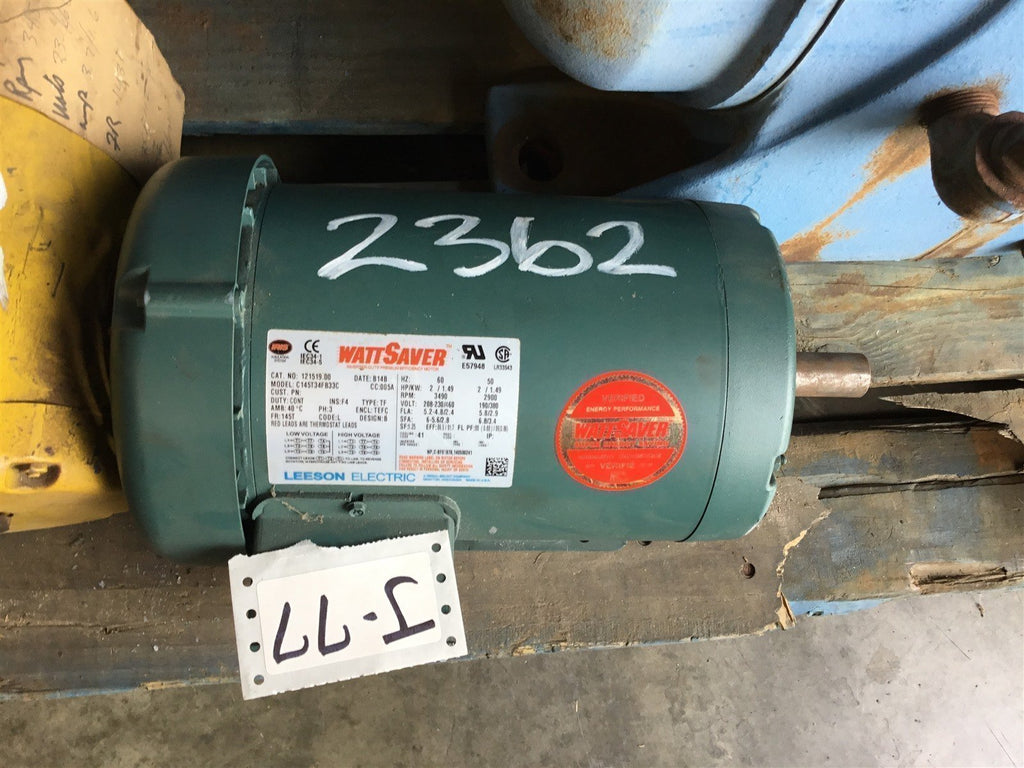 LEESON 121519.00 2 HP AC MOTOR 208-230/460 VOLTS, 3490 RPM, 2P, 145T FRAME