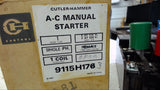 CUTLER-HAMMER 9115H176K AC MANUAL STARTER 2 HP @ 115V SINGLE PHASE, NEMA SIZE 1
