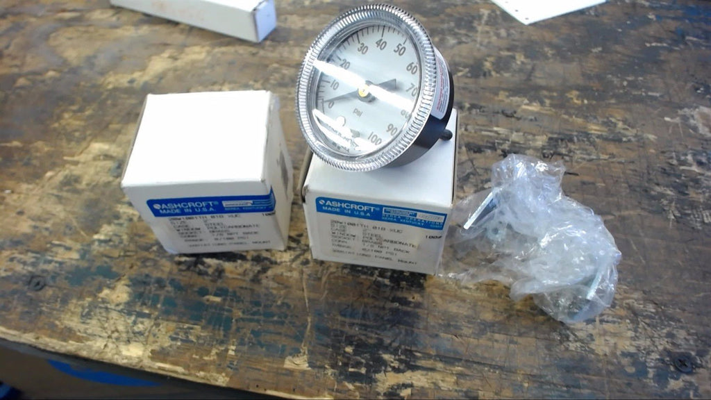 LOT OF 2--ASHCROFT 20W1001TH 01B XUC AIR GAUGE, 2", 1/8 NPT BACK, 0-100 PSI