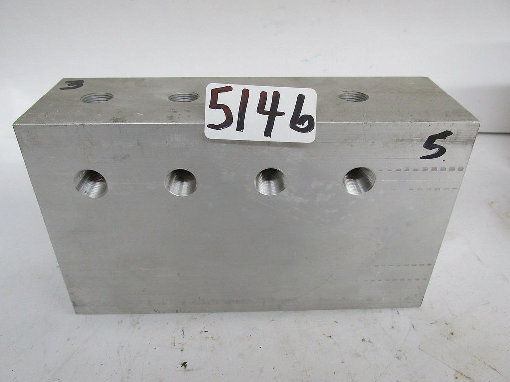 Aluminum Manifold 8 1/2" L X 5" W X 2 5/8" D - Ports #2 Face 3/4" & 1 1/4" Fnpt