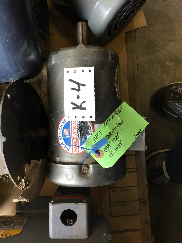 BALDOR M3546T 1 HP AC MOTOR 208-230/460 VOLTS, 1725 RPM, 143T FRAME,