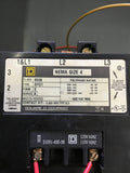 SQUARE D 8536SFA1V02S NEMA SIZE 4 STARTER MOUNTED IN TYPE 12 ENCLOSURE 120V COIL