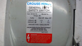 CROUSE-HINDS GH421N 30 AMP GENERAL DUTY NON FUSIBLE SAFTEY SWITCH 240V @ 7.5 HP