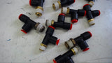 LOT OF 11 PCS TEES 6 EACH 1/4" X 1/4" X 1/4" MNPT, 5 EA 1/4" X 1/4" X 1/8" MNPT