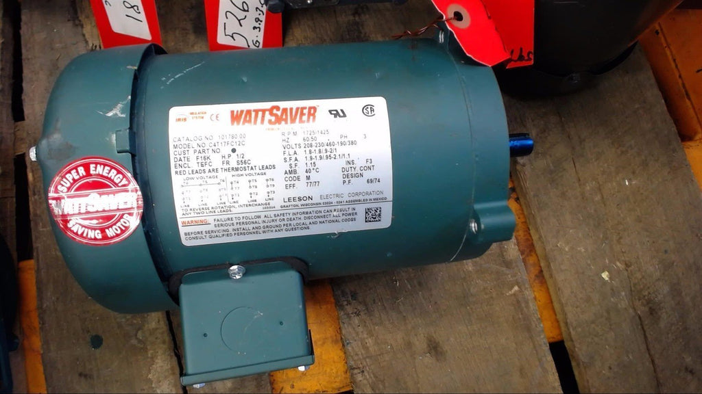 LEESON 101780.00 1/2 AC MOTOR 208-230/460 VOLTS, 1725 RPM, 4, 56C FRAME, 3 PHASE