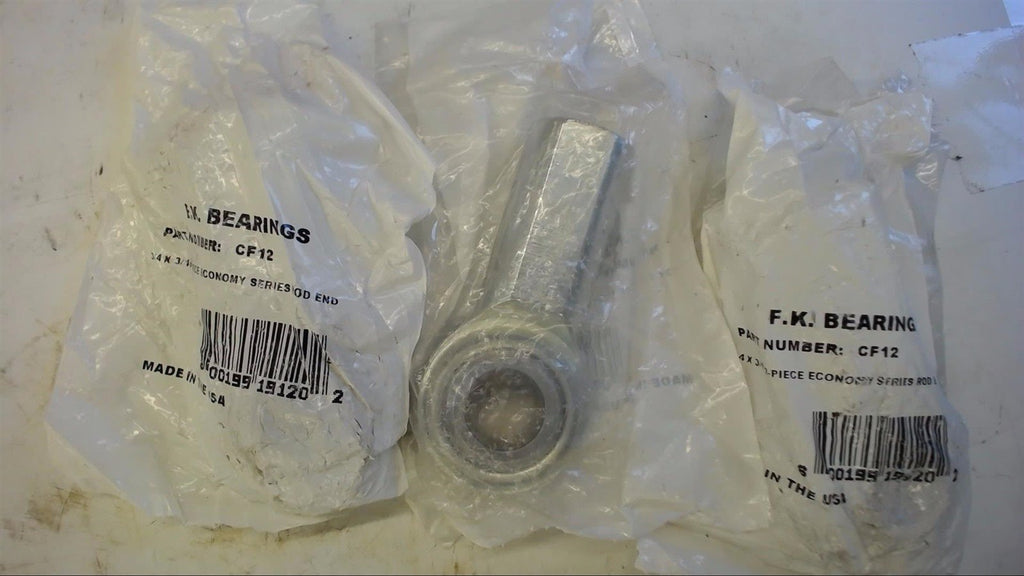 LOT OF 3--F.K. BEARINGS CF12 ROD END BEARING 3/4 X 3/4 2 PIECE