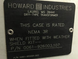 HOWARD 3015-000013-001 15 KVA TRANSFORMER 240 X 480 PRI, 120/240 SEC VOLTS