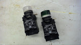 LOT OF 2--CUTLER-HAMMER E22TL2 PILOT LIGHT 1 EA GREEN, 1 EA WHITE