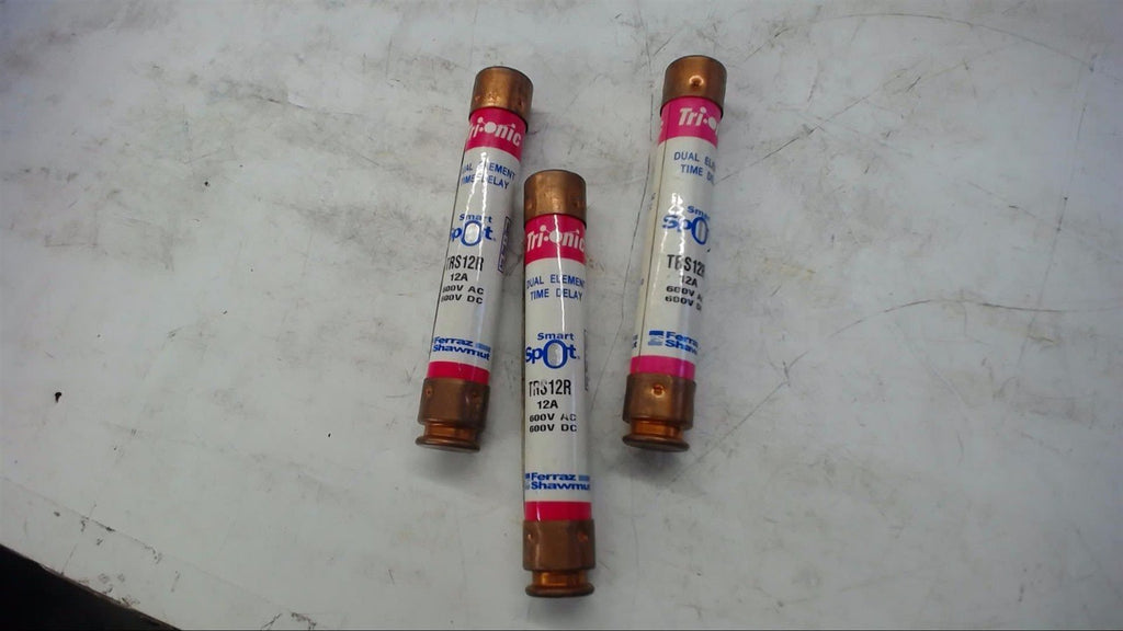 LOT OF 3-- FERRAZ SHAWMUT TRS12R SMART SPOT 12 AMP FUSE 600 VOLTS