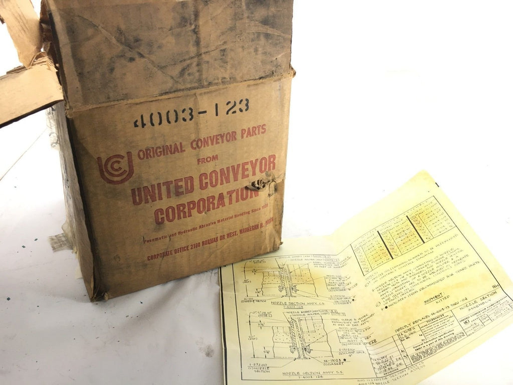 UNITED CONVEYOR COMPANY 4003-123 NOZZLE SECTION ASSEMBLY - NEW