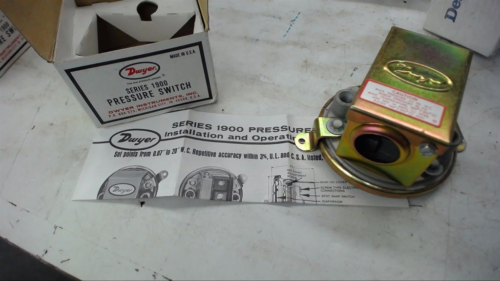 DWYER 191020 SERIES 1900 PRESSURE SWITCH