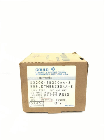 GOULD 2200-EB330AA-8 DEFINITE PURPOSE CONTACTOR OPEN TYPE 3 POLE 120 VOLT