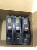 SQUARE D QO120 PLUG ON CIRCUIT BREAKER LOT OF 3 20AMP 1 POLE 120/240V 50/60HZ
