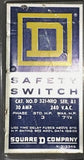SQUARE D D 321-NRO SAFETY SWITCH 30 AMP 240V SINGLE THROW FUSIBLE S/N STD 3