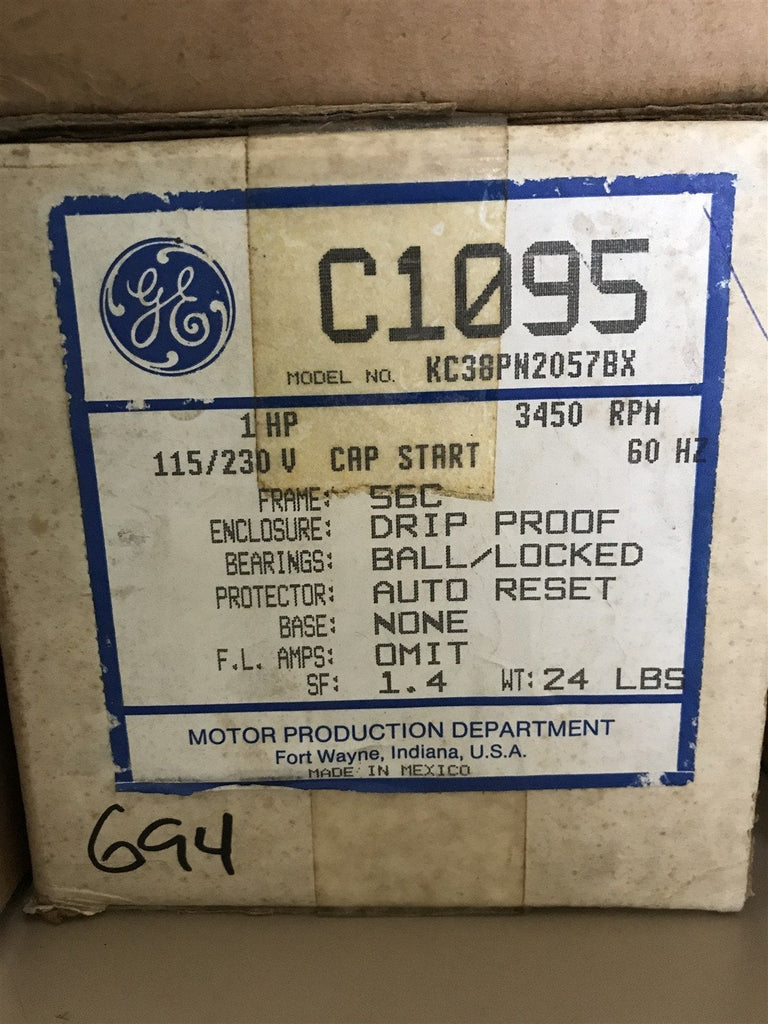 GENERAL ELECTRIC C1095 MOTOR 115/230V 1HP 3450RPM 60HZ