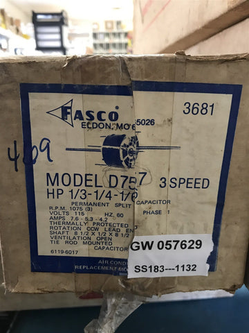 FASCO D757 HP 1/3-1/4-1/6 RPM1075 115V