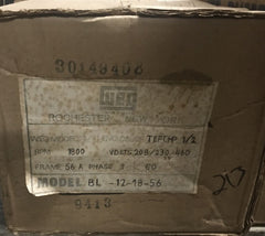 WEG BL-12-18-56 MOTOR TEFC ENC 1/2HP 1800RPM 208-230-460V 56A FR 3PH 60HZ