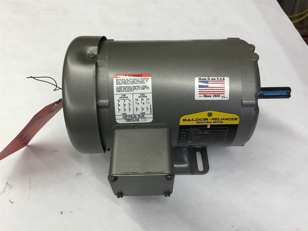 BALDOR M3534 .33 HP AC MOTOR 230/460 VOLTS, 1725 RPM, 4P, 56 FRAME, 3 PHASE