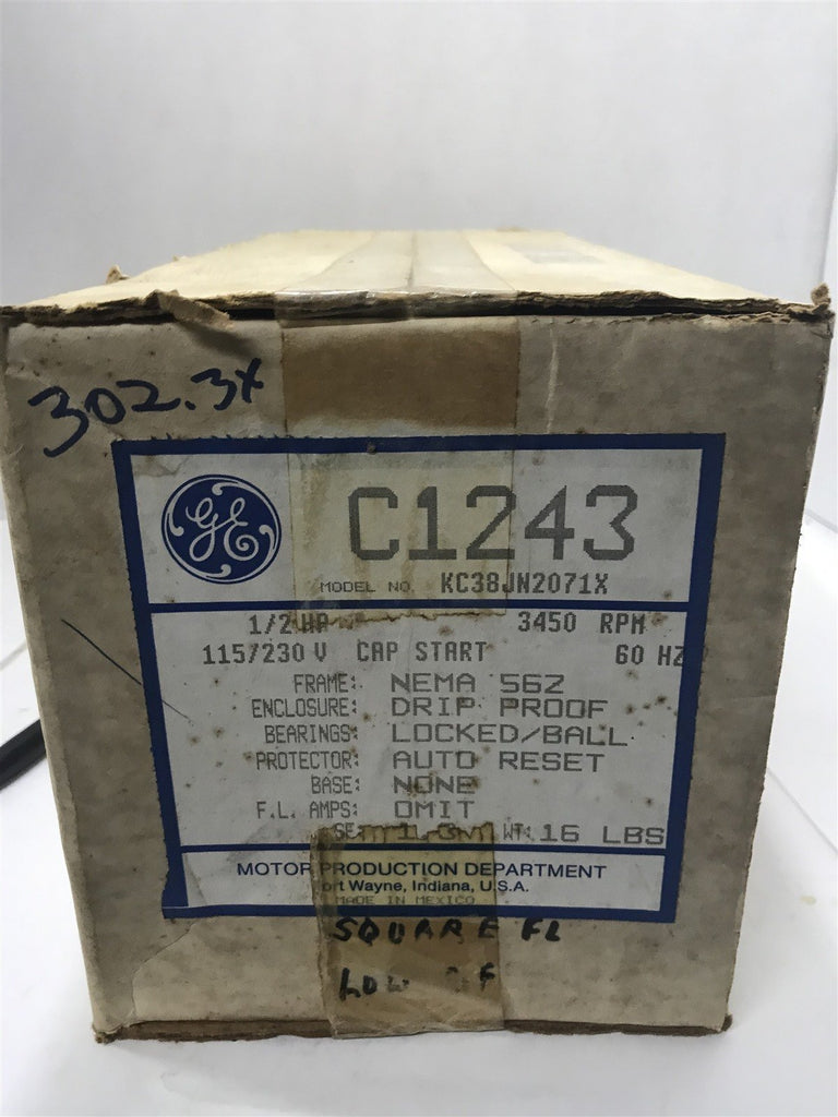 GE C1243 MOTOR 1/2HP 3450RPM 115/230V 60HZ NEMA 56Z