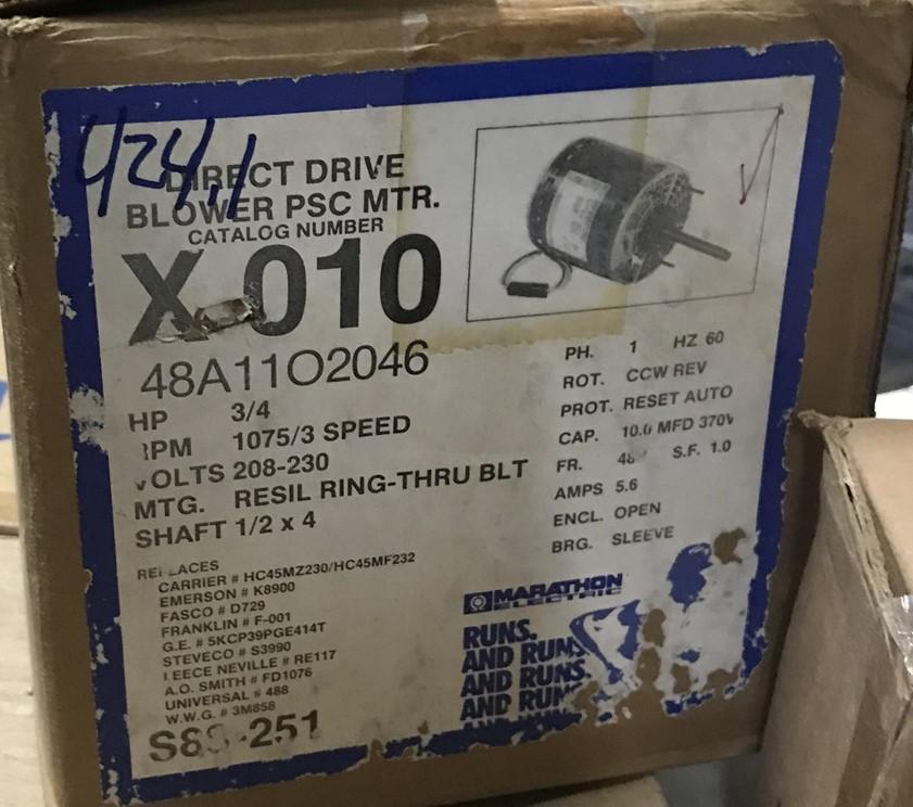 Marathon Electric 48A1702005 X010 Direct Drive Blower PSC Motor #1B-1379-G13