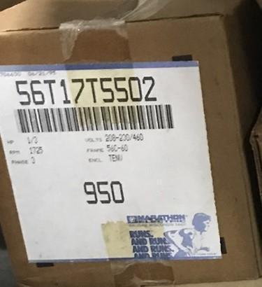 MARATHON ELECTRIC 56T17T5502 950 MOTOR 1/2HP 208-230V 1725 RPM