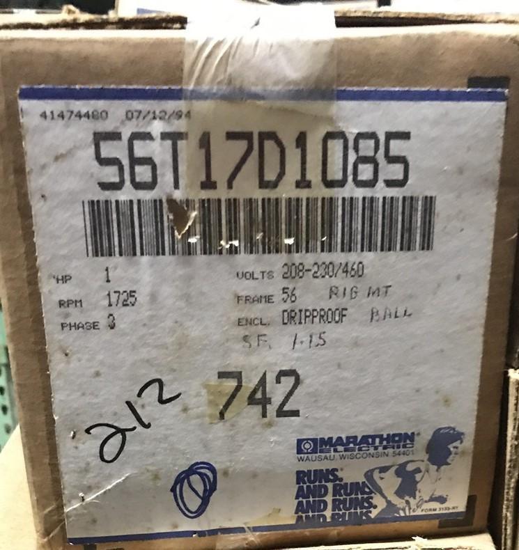 MARATHON 56T17D1085 742 MOTOR 1HP 1725 RPM 2PH 208-230V