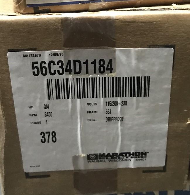 MARATHON ELECTRIC 378 MOTOR 3/4HP 1OH 3450RPM 115/208-230V