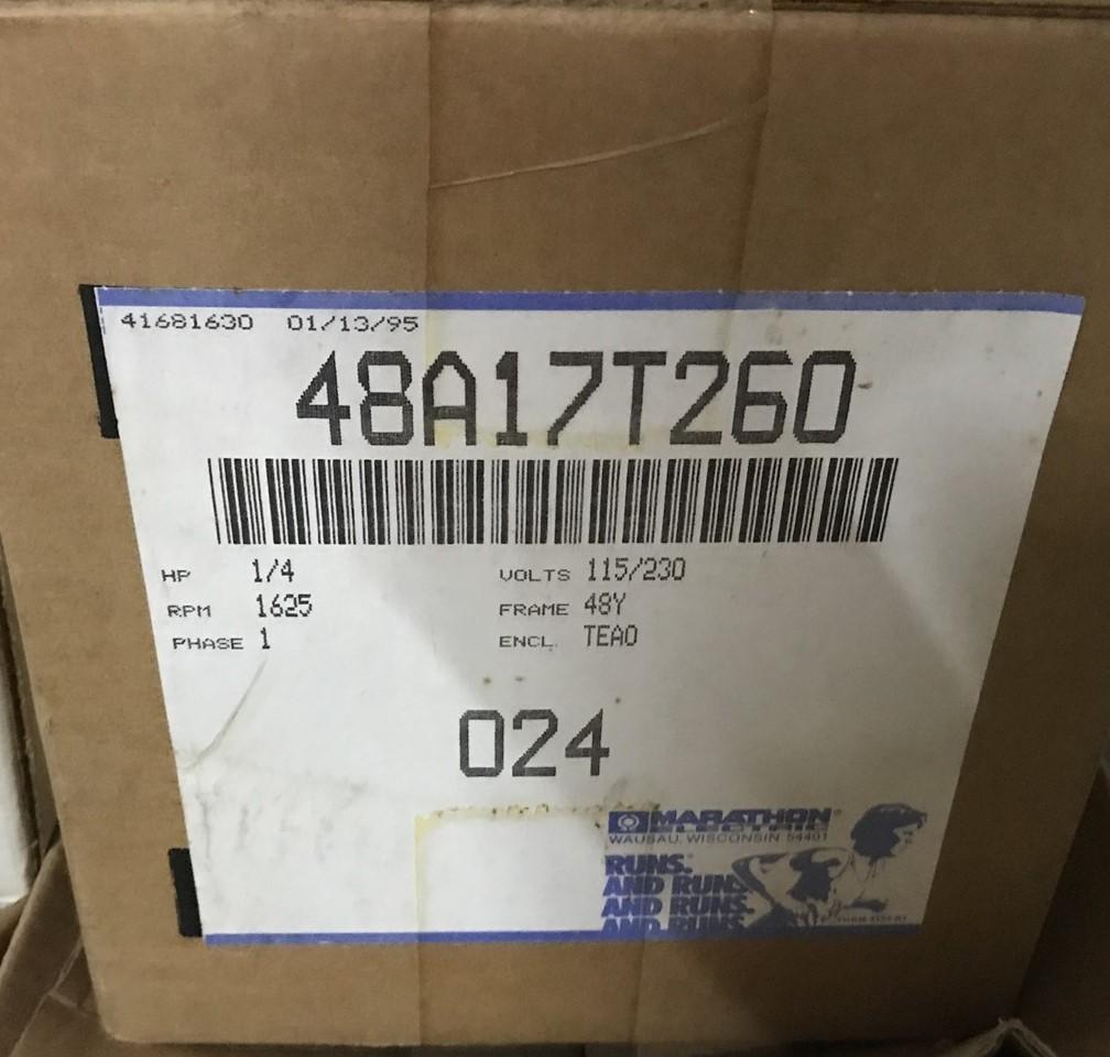 MARATHON 024 48A17T260 MOTOR 1/4HP 1625RPM 115/230V 48Y FRAME 1PH