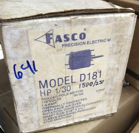 FASCO D181 MOTOTR 1/30 hp 1500 RPM 2-Speed CCW 3.3" Diameter 115V