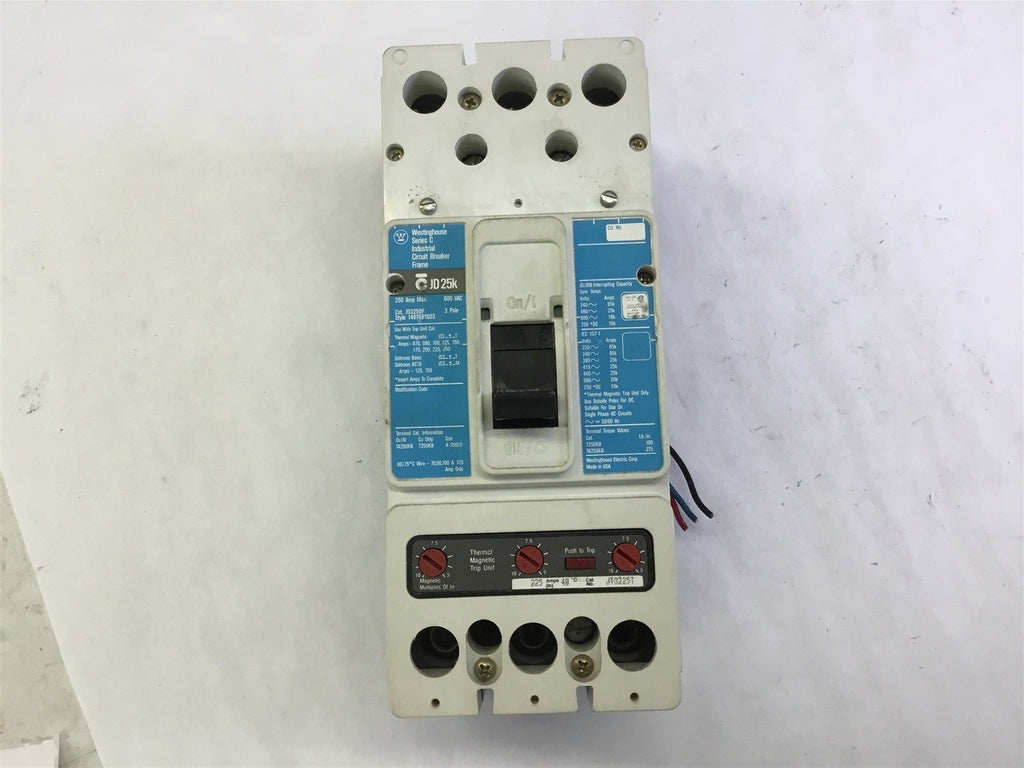 WESTINGHOUSE JD3250F 3 POLE CIRCUIT BREAKER 250 AMP 600 VAC