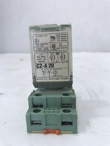 Releco C2-A-20 Series MR-C Relay WITH BASE LOT OF 2