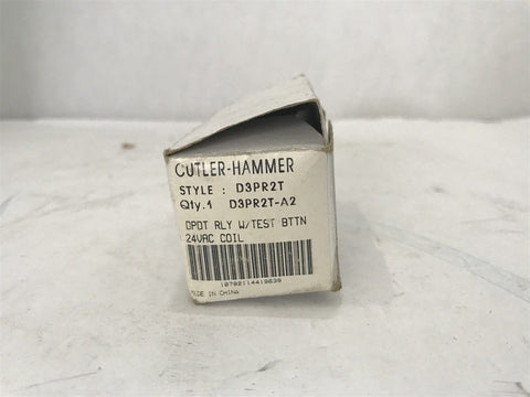 CUTLER HAMMER D3PR2T RELAY W TEST BUTTON 24VAC COIL
