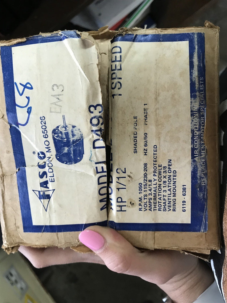 FASCO D493 1/2 HP 1050RPM 1 SPEED 3.4/1.8AMPS 115/230-208VOLT