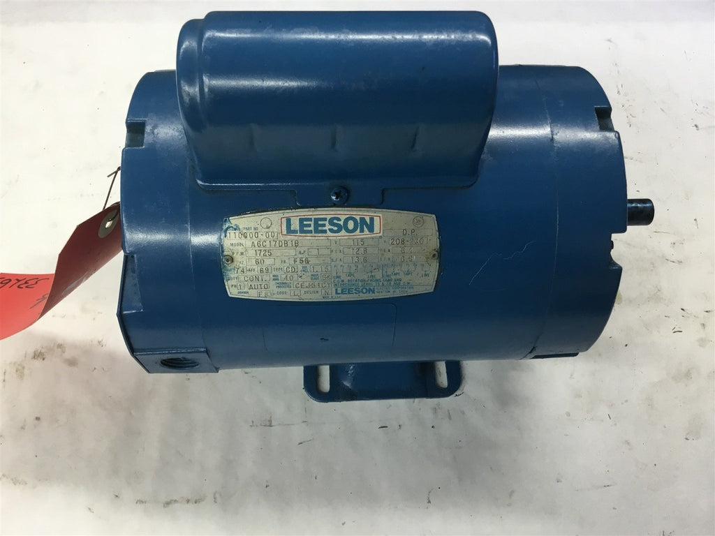 LEESON 110000-00 1 HP AC MOTOR 115/208-230 VOLTS, 1725 RPM, 4P, SIGNLE PHASE, 56
