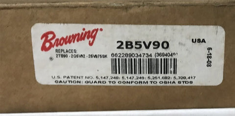 Browning 2B5V90 Split Taper Sheave 2 Groove, A, B or 5V Belt, Uses B Bushing