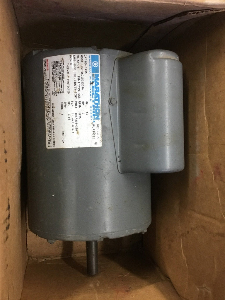 MARATHON G935 1 HP AC MOTOR 115/208-230 VOLTS 1725 RPM, 4P, 56 FRAME