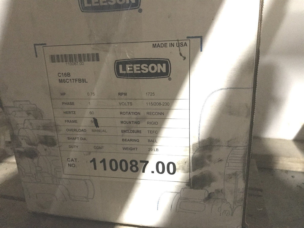 LEESON 110087.00 3/4HP 1725RPM 56TEFC 1PH 60HZ