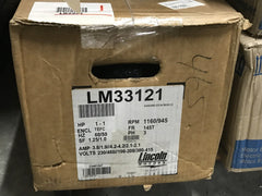 LEESON/LINCOLN LM33121 1HP 1200RPM 145T TEFC 230/460 3PH 60HZ CONT 40C