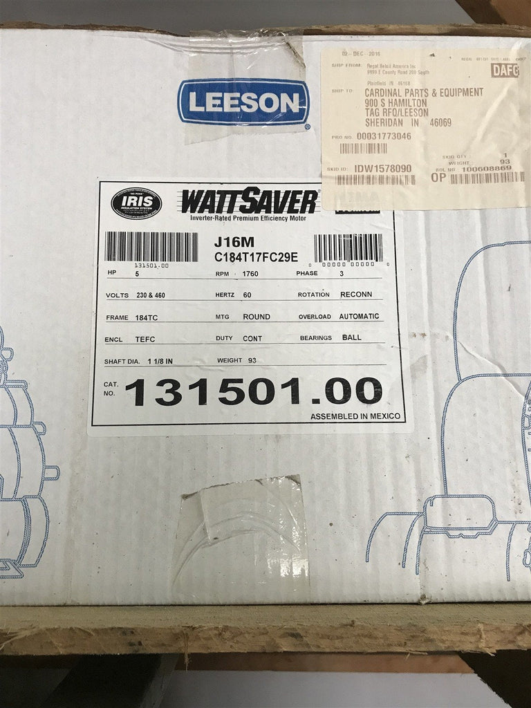 LEESON 131501.00 MOTOR 5HP 230&460V 1760RPM 3PH