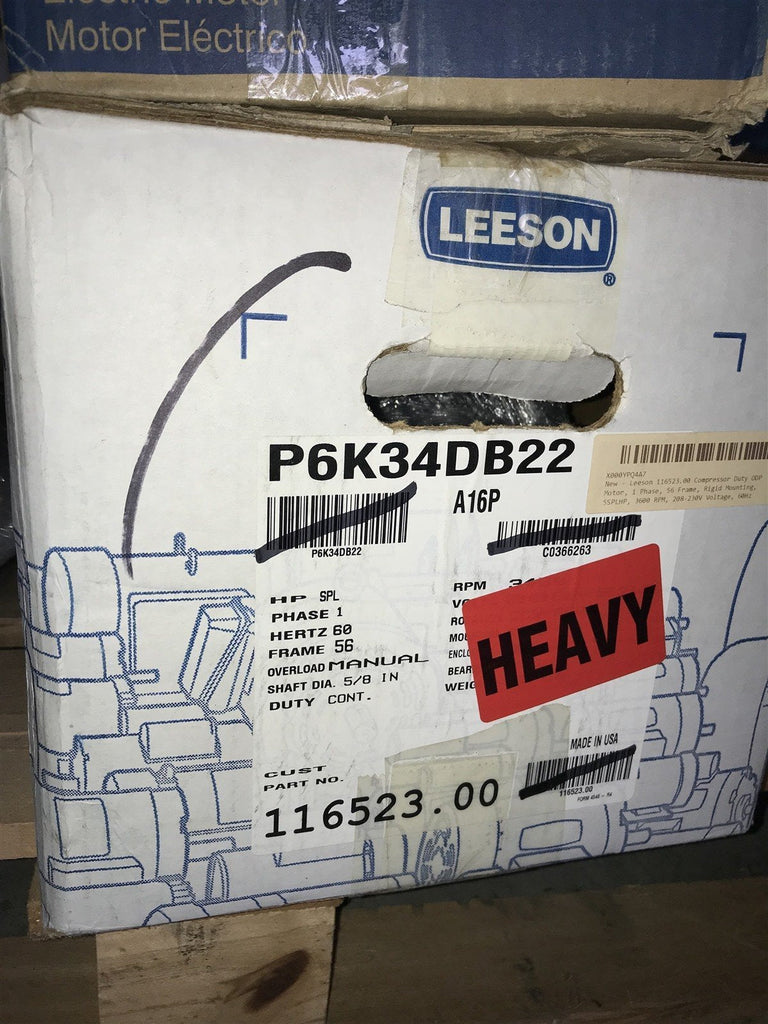 LEESON 116523.00 3450RPM 56 DP 208-230V 1PH 60HZ CONT 40C.