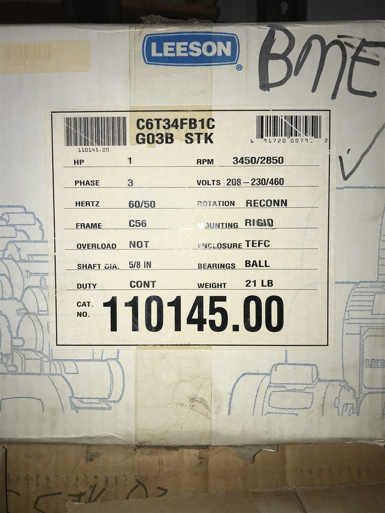 LEESON 110145.00 1HP 3PH 3450/2850RPM 208-230/460V