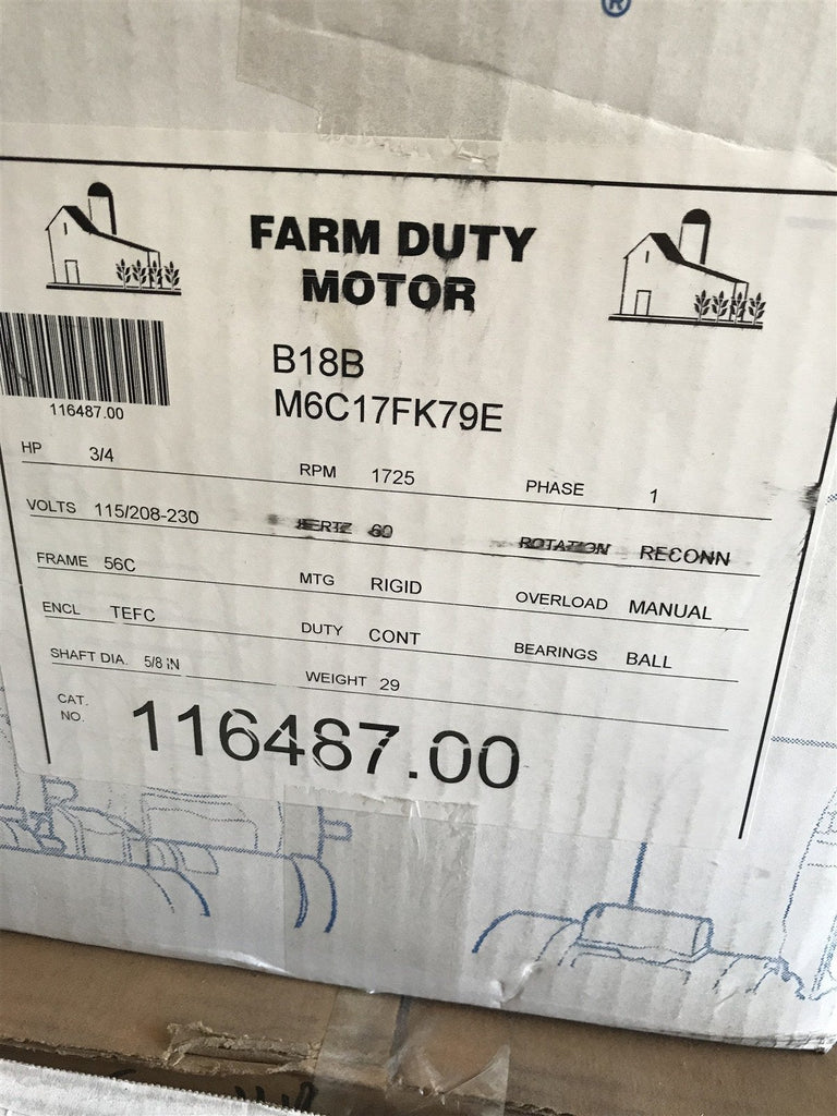 LEESON 116487.00 MOTOR 3/4HP 1725RPM 115/208-230V 1PH