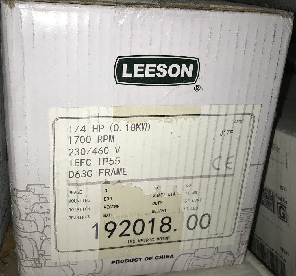 LEESON 192018.00 1/4HP .18KW 1700/1380RPM 230/460V 3PH
