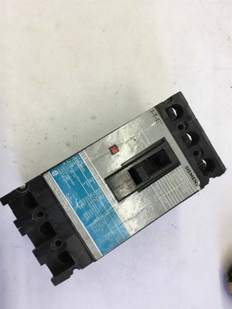 SIEMENS I-T-E- ED63B025 25 AMP CIRCUIT BREAKER 600 VAC 3 POLE