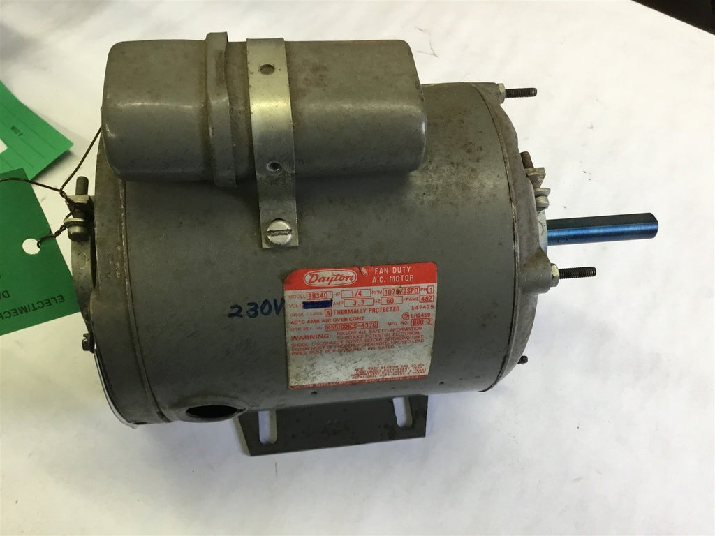 DAYTON 3M340 1/4 HP FAN DUTY MOTOR 115 VOLTS 1075/2SPD SINGLE PHASE